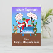 Vrolijk kerstfeest van Chiropractor Kantoor Santa Feestdagenkaart (Staand voorkant)