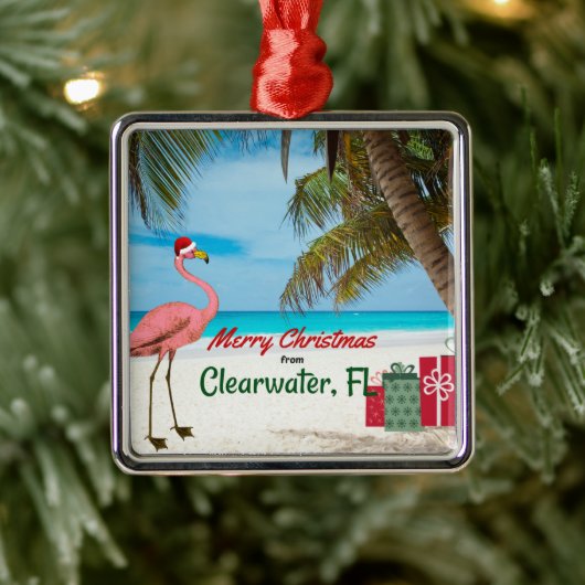 Vrolijk kerstfeest van Clearwater, FL Metalen Ornament (Boom)