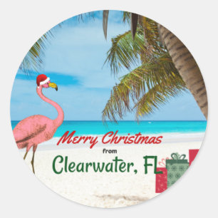 Vrolijk kerstfeest van Clearwater, FL Ronde Sticker