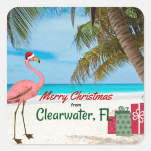 Vrolijk kerstfeest van Clearwater, FL Vierkante Sticker