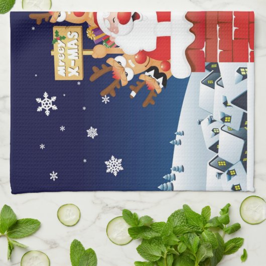 Vrolijk kerstfeest van de bemanning theedoek (Gevouwen)