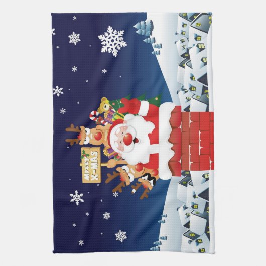 Vrolijk kerstfeest van de bemanning theedoek (Verticaal)