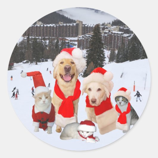 Vrolijk kerstfeest van de bende! ronde sticker (Voorkant)