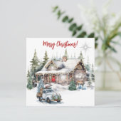 Vrolijk kerstfeest van de Cabin Holiday Kaart (Staand voorkant)