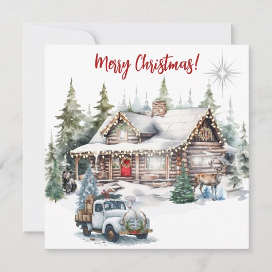 Vrolijk kerstfeest van de Cabin Holiday Kaart (Voorkant)