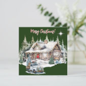 Vrolijk kerstfeest van de Cabin Holiday Kaart (Staand voorkant)