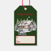 Vrolijk kerstfeest van de Cabin Holiday Kaart Cadeaulabel (Voorkant)