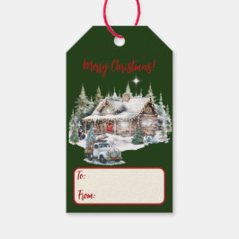 Vrolijk kerstfeest van de Cabin Holiday Kaart Cadeaulabel