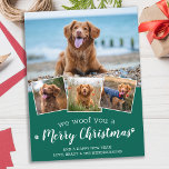 Vrolijk kerstfeest van de Dog Pet Photo Collage Ho Briefkaart<br><div class="desc">We wilden je een prettige kerst geven. Verstuur leuke feestvreugde met deze superschattige persoonlijke, persoonlijke, persoonlijke feestelijke fotokaart. Vrolijk kerstwensen van de hond met schattige pootafdrukken in een leuk modern fotocollage-ontwerp. Voeg de foto's of familiefoto's van uw hond toe met de hond, en personaliseer met familienaam, bericht en jaar. Deze...</div>