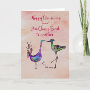 Vrolijk kerstfeest van de ene Classy Bird naar de Feestdagen Kaart