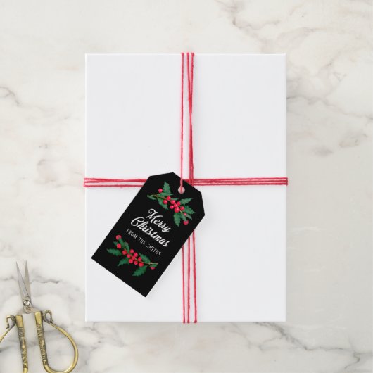 Vrolijk kerstfeest van de familie Elegant Cadeaulabel (Met Touw)