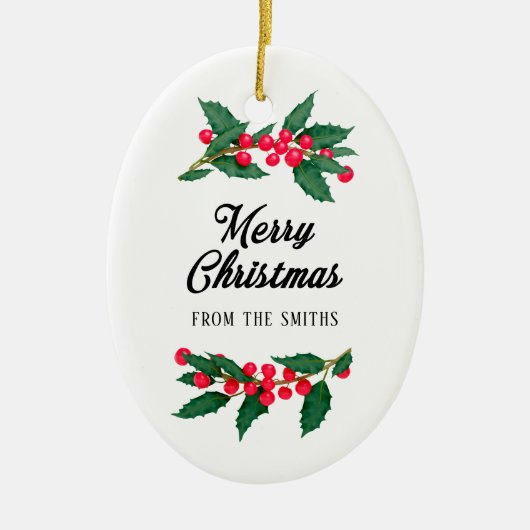 Vrolijk kerstfeest van de familie keramisch ornament (Voorkant)