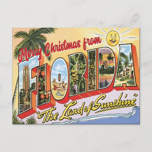 Vrolijk kerstfeest van de Florida vintage Briefkaart (Voorkant)