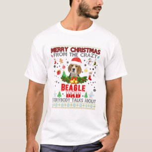 Vrolijk kerstfeest van de gekke beagle pa Iedereen T-shirt