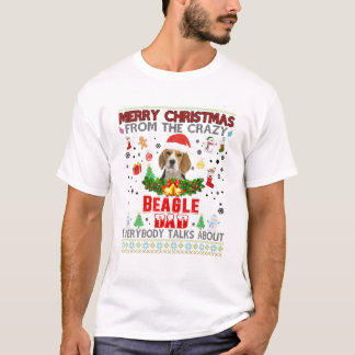 Vrolijk kerstfeest van de gekke beagle pa Iedereen T-shirt