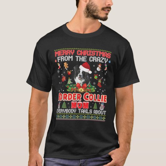 Vrolijk Kerstfeest van de grens Collie Hond Mam Ev T-shirt (Voorkant)