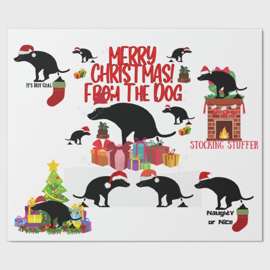 Vrolijk kerstfeest van de hond cadeaupapier (Vlak)