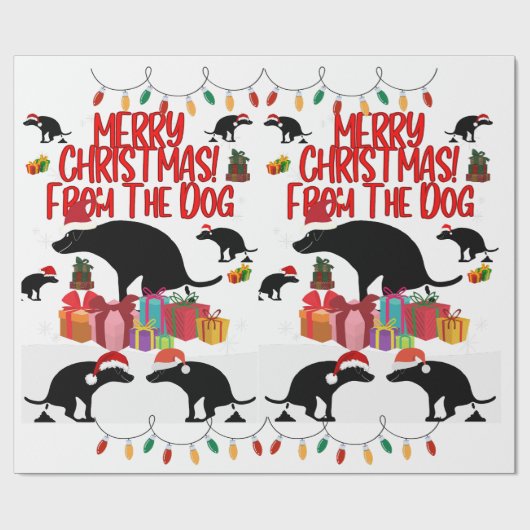 Vrolijk kerstfeest van de hond cadeaupapier (Vlak)