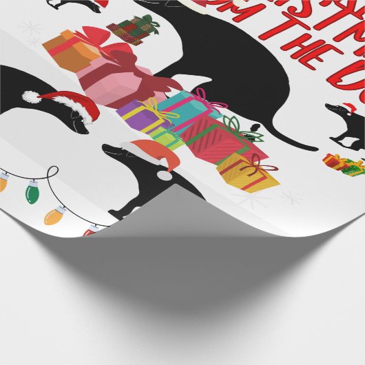 Vrolijk kerstfeest van de hond cadeaupapier (Hoek)