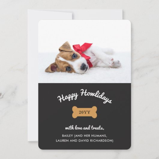 Vrolijk kerstfeest van de hond | Houtskool met fot Feestdagenkaart (Voorkant)