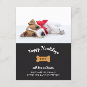 Vrolijk kerstfeest van de hond   Houtskool met fot Feestdagenkaart