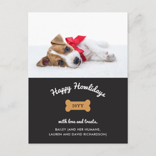 Vrolijk kerstfeest van de hond | Houtskool met fot Feestdagenkaart (Voorkant)