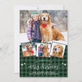 Vrolijk kerstfeest van de hond Plaid Fotocollage Feestdagenkaart (Voorkant)