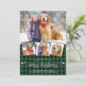 Vrolijk kerstfeest van de hond Plaid Fotocollage Feestdagenkaart (Staand voorkant)
