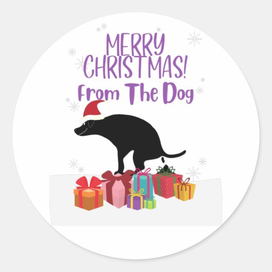 Vrolijk kerstfeest van de hond ronde sticker (Voorkant)