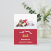 Vrolijk kerstfeest van de hond | Rood met foto Feestdagenkaart (Staand voorkant)