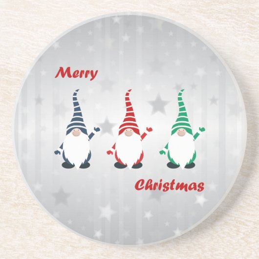 Vrolijk kerstfeest van de kerstkabouters zandsteen onderzetter (Voorkant)