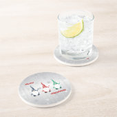 Vrolijk kerstfeest van de kerstkabouters zandsteen onderzetter (Zijkant)