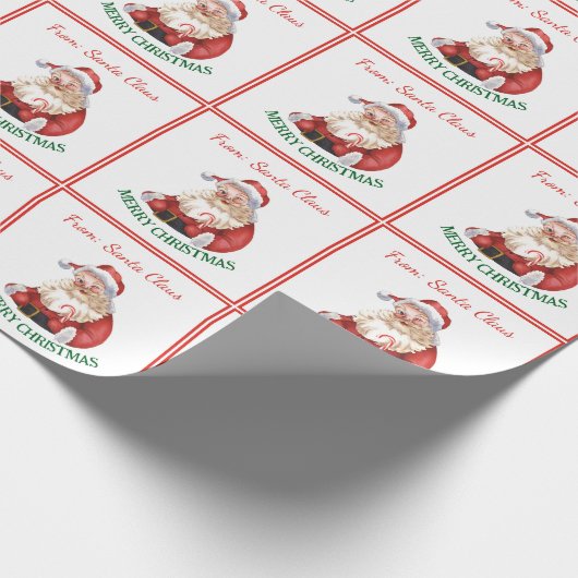 Vrolijk kerstfeest van de  kerstman cadeaupapier (Hoek)