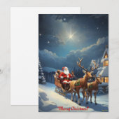 Vrolijk kerstfeest van de Kerstman en zijn rendier Feestdagenkaart (Voorkant / Achterkant)