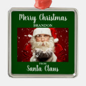 Vrolijk kerstfeest van de kerstman, voeg groene na metalen ornament (Voorkant)