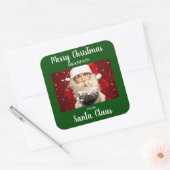 Vrolijk kerstfeest van de kerstman, voeg groene na vierkante sticker (Envelop)