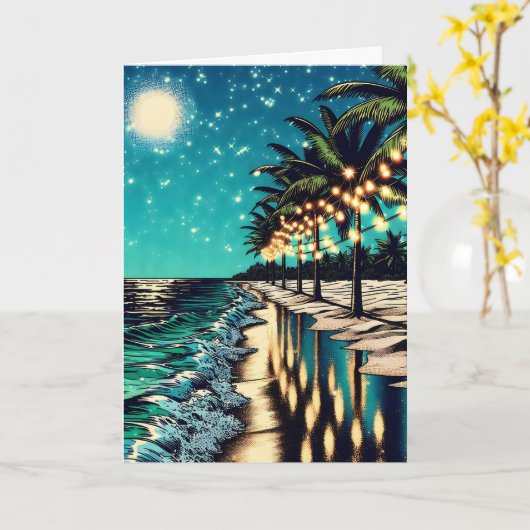 Vrolijk kerstfeest van de kust gepersonaliseerd kaart (Gele Bloem)