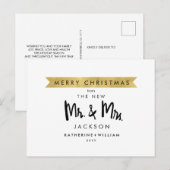 Vrolijk kerstfeest van de nieuwe meneer en mevrouw feestdagenkaart (Voorkant / Achterkant)