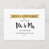 Vrolijk kerstfeest van de nieuwe meneer en mevrouw feestdagenkaart (Voorkant)