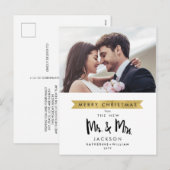 Vrolijk kerstfeest van de nieuwe Mr & Mrs One foto Feestdagenkaart (Voorkant / Achterkant)