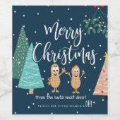 Vrolijk kerstfeest van de noten naast de deur! wijn etiket (Enkel label)