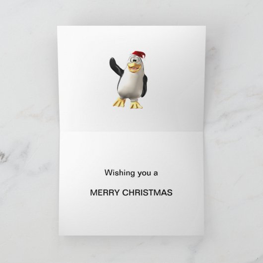 Vrolijk kerstfeest van de pinguïn-bende feestdagen kaart (Binnen)