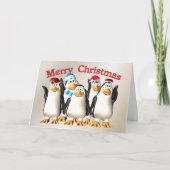 Vrolijk kerstfeest van de pinguïn-bende feestdagen kaart (Voorkant)