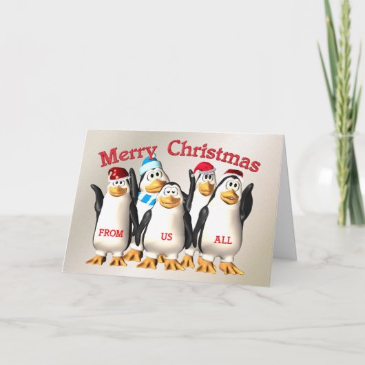 Vrolijk kerstfeest van de pinguïn-bende feestdagen kaart (Voorkant)