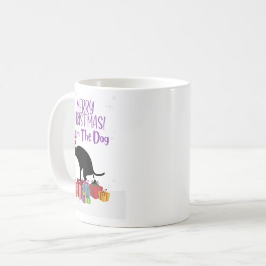 Vrolijk kerstfeest van de Pooping Dog Koffiemok (Voorkant links)