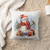 Vrolijk kerstfeest van de sneeuwman kussen (Deken)