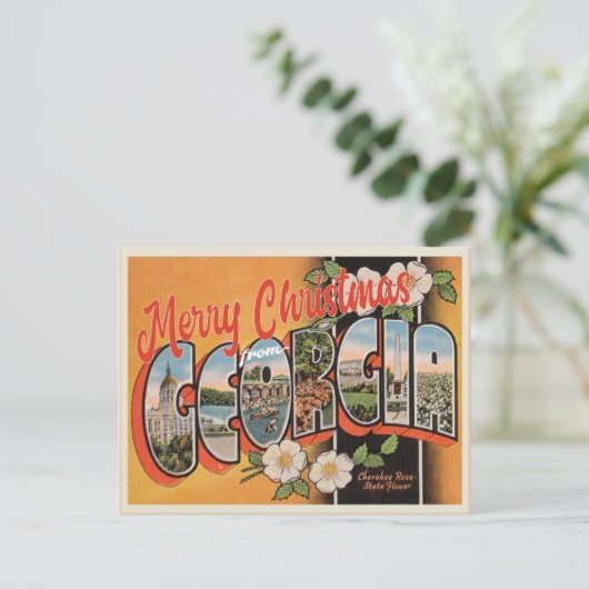 Vrolijk kerstfeest van de staat Georgië Briefkaart (Staand voorkant)