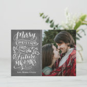 Vrolijk kerstfeest van de toekomst, de heer en mev feestdagenkaart (Staand voorkant)