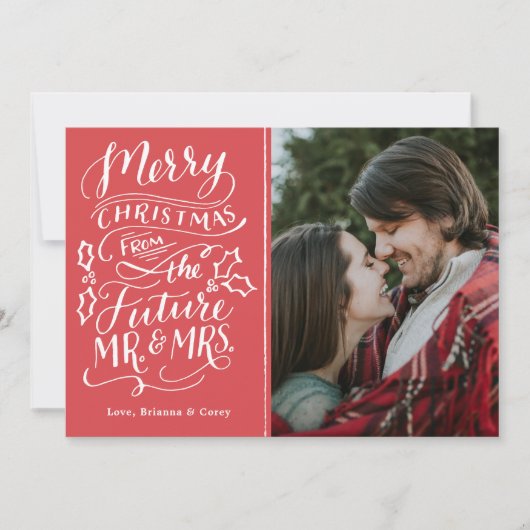 Vrolijk kerstfeest van de toekomst, de heer en mev feestdagenkaart (Voorkant)