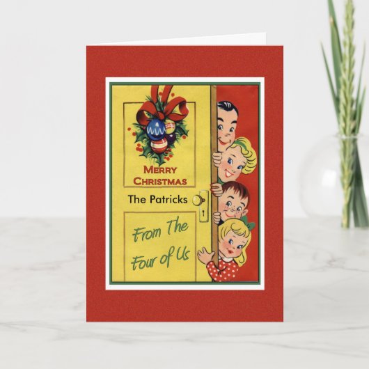 Vrolijk kerstfeest van de vier van ons feestdagen kaart (Voorkant)